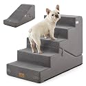 COZY KISS Dog Stairs for Small Dog, 21.7" H, 5 Step pet ramp for Bed, Gray
