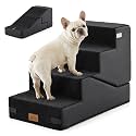 COZY KISS Dog Stairs for Small Dog, 18.9" H, 4 Step pet Step for Bed, Black