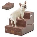 COZY KISS Dog Stairs for Small Dog, 14.2" H, 3 Step for Couch, Brown