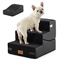 COZY KISS Dog Stairs for Small Dog, 14.2" H, 3 Step for Couch, Black