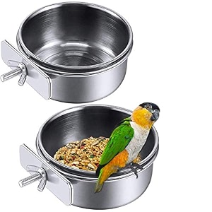 bird cage food water dispenser parrot food dish bird feeder cup cage stainless steel bird food holder container for parrot macaws ferret parakeet cockatiel budgerigar 850 ml pack of 2