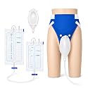 Cozy Wearable Urine Collector Set with Soft Silicone Capsule Breathable Cotton Fixing Pants 2 Leak-Proof Urinary Drainage Bags 2000ml &amp; 1000ml Flexible 1.2M Catheter, Elderly Men Blue
