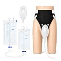 Cozy Wearable Urine Collector Set with Soft Silicone Capsule Breathable Cotton Fixing Pants 2 Leak-Proof Urinary Drainage Bags 2000ml &amp; 1000ml Flexible 1.2M Catheter, Elderly Men Black