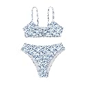 COZYEASE Girls' 2 Piece Ditsy Floral Print Triangle Bikini Swimsuit