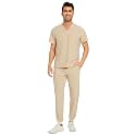 COZYFIT Men Scrubs Set - Stretch V-Neck Top &amp; Jogger Pant with 9 Pockets