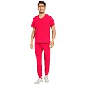 COZYFIT Men Scrubs Set - Stretch V-Neck Top &amp; Jogger Pant with 9 Pockets