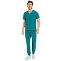 COZYFIT Men Scrubs Set - Stretch V-Neck Top &amp; Jogger Pant with 9 Pockets