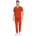 COZYFIT Men Scrubs Set - Stretch V-Neck Top &amp; Jogger Pant with 9 Pockets