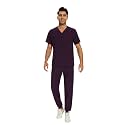 COZYFIT Men Scrubs Set - Stretch V-Neck Top &amp; Jogger Pant with 9 Pockets
