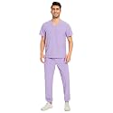 COZYFIT Men Scrubs Set - Stretch V-Neck Top & Jogger Pant with 9 Pockets