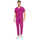 COZYFIT Men Scrubs Set - Stretch V-Neck Top &amp; Jogger Pant with 9 Pockets