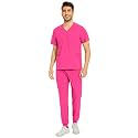 COZYFIT Men Scrubs Set - Stretch V-Neck Top &amp; Jogger Pant with 9 Pockets