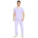 COZYFIT Men Scrubs Set - Stretch V-Neck Top &amp; Jogger Pant with 9 Pockets