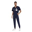 COZYFIT Men Scrubs Set - Stretch V-Neck Top &amp; Jogger Pant with 9 Pockets