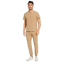 COZYFIT Men Scrubs Set - Stretch V-Neck Top &amp; Jogger Pant with 9 Pockets
