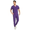 COZYFIT Men Scrubs Set - Stretch V-Neck Top &amp; Jogger Pant with 9 Pockets