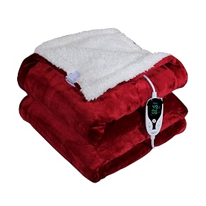 cozyland present platinum range digital electric bed warmerthrow 6034x 6034 - double  with digital remote1 to 12 hr automanual cutoff  digital display temp control heat settings - maroon