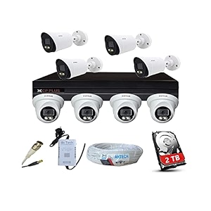 cp plus 24 mp full hd ir guard colorful vision in night with ch dvr 4 dome cameras 4 bullet cameras8-ch dvr 2tb hdd8-ch antech power supply bnc amp dc cctv security camera set