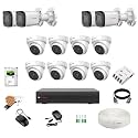 CP Plus 2.4MP 16 CH DVR, 2.4MP 8 Dome &amp; 4 Bullet Cameras (Audio Recording) [Night Vision + Built-in MIC Audio + Crystal IR LEDs + Motion Detection] + 4TB HDD + 8 CH SMPS 2 Nos + CCTV Cable + BNC/DC