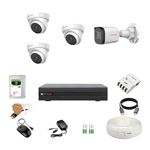 cp plus 24mp 4 channel dvr 24mp 3 dome amp 1 bullet cameras audio recording night vision  built-in mic audio  crystal ir leds  motion detection  1 tb hdd  4 ch smps  cctv cable  bncdc