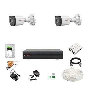 cp plus 24mp 4 channel dvr 24mp 2 bullet cameras audio recording night vision  built-in mic audio  crystal ir leds  motion detection  1 tb hdd  4 ch smps  cctv cable  bncdc
