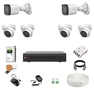 cp plus 24mp 8 channel dvr 24mp 4 dome amp 2 bullet cameras audio recording night vision  built-in mic audio  crystal ir leds  motion detection  2 tb hdd  8 ch smps  cctv cable  bncdc