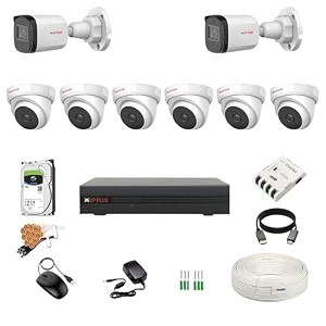 cp plus 24mp 8 channel dvr 24mp 6 dome amp 2 bullet cameras audio recording night vision  built-in mic audio  crystal ir leds  motion detection  2 tb hdd  8 ch smps  cctv cable  bncdc
