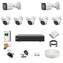 CP Plus 2.4MP 8 Channel DVR, 2.4MP 5 Dome &amp; 2 Bullet Cameras (Audio Recording) [Night Vision + Built-in MIC Audio + Crystal IR LEDs + Motion Detection] + 2 TB HDD + 8 CH SMPS + CCTV Cable + BNC/DC