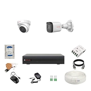 cp plus 24mp 4 channel dvr 24mp 1 dome amp 1 bullet cameras audio recording night vision  built-in mic audio  crystal ir leds  motion detection  500gb hdd  4 ch smps  cctv cable  bncdc