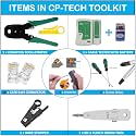 Crimping Tool Kit | 10pcs RJ45 Conector | Lan Tester | Wire Stripper, 3in1 Modular Crimp RJ11 UTP Cat5E/Cat6 LAN Cutter RJ45 RJ12 4P4C 4P2C, Punch Down Impect tool (Full-Combo-12)