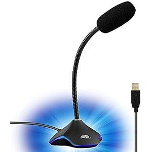 high-performance usb condenser microphone with blue light for youtube video singing online recording gaming podcasting speech conference meeting qq msn office skype chatting blue light