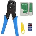 Rj45 Rj11 Rj12 Crimping Tool Kit For Cat5, Cat5e & Cat6 Cable, 8P8C, 6P6C, 4P4C & 4P2C, Cut, Strip, Crimp With Lan Tester & Wire Stripper (Combo-4)
