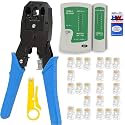 Rj45 Rj11 Crimping Tool Kit For Cat5, Cat5e & Cat6 Cable, 8P8C, 6P6C, 4P4C & 4P2C, Cut, Strip, Crimp, 50PCS Connector, Lan Tester & Stripper (Combo-7)