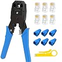 Rj45 Rj11 Rj12 Crimping Tool Kit For Cat5, Cat5e &amp; Cat6 Cable Cut, Strip, Crimp, 8P8C, 6P6C, 4P4C &amp; 4P2C, 6PCS RJ45 Connector with Cap and Wire Stripper (Combo-1)