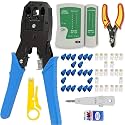 Rj45 Rj11 Crimping Tool Kit For Cat5e/cat6 With Lan Tester, 25PCS Rj45 Connector, KD-1 Punch Down Tool, Cable Cuttur And Network Wire Stripper (Combo-10)