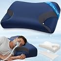 HSA/FSA Adjustable CPAP Pillow for Side &amp; Back Sleepers–Reduce Mask Air Leaks &amp; Pressure,Cervical Memory Foam Neck Support with 2cm Removable Insert,Cooling Washable Cover–Fits Full Face &amp; Nasal Masks