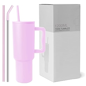 cpensus 1200ml stainless steel tumbler with lid and straw hot and cold with handle 100 leak proof mug cupholder for travelling gym lavender mist