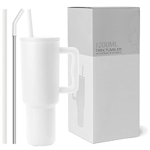 cpensus 1200ml stainless steel tumbler with lid and straw hot and cold with handle 100 leak proof mug cupholder for travelling gym 40 - oz - pink