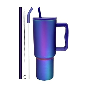 cpensus 1200ml stainless steel tumbler with lid and straw hot and cold with handle 100 leak proof mug cupholder for travelling gym black