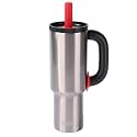 CPENSUS 1200ML Stainless Steel Tumbler with Lid and Straw, Hot and Cold with Handle, 100% Leak Proof Mug Cupholder for Travelling, Gym (Steel + Black)