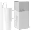 CPENSUS 1200ML Stainless Steel Tumbler with Lid and Straw, Hot and Cold with Handle, 100% Leak Proof Mug Cupholder for Travelling, Gym (40 - Oz - Pink)