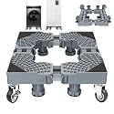 CPENSUS Adjustable Washing Machine Stand with Locking Wheels and Water Level Universal Fridge Refrigerator Dishwasher Trolley Heavy Duty Steel and ABS Furniture Mover