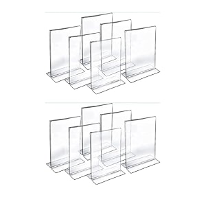 cpi 4 x 6 inch a6 t shape acrylic sign holder double side table menu stand clear plastic desktop display perfect for restaurants promotion frame photo frames school office hotel party set of 2