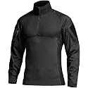 CQR Men's Tactical Combat Shirt, 1/4 Zip Long Sleeve Breathable Military BDU Training Top for Shooting, Hunting, Range Use