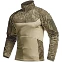CQR Men's Tactical Combat Shirt, 1/4 Zip Long Sleeve Breathable Military BDU Training Top for Shooting, Hunting, Range Use