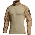 CQR Men's Tactical Combat Shirt, 1/4 Zip Long Sleeve Breathable Military BDU Training Top for Shooting, Hunting, Range Use