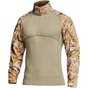 CQR Men's Tactical Combat Shirt, 1/4 Zip Long Sleeve Breathable Military BDU Training Top for Shooting, Hunting, Range Use