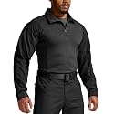 CQR Men's Tactical Combat Shirt, 1/4 Zip Long Sleeve Breathable Military BDU Training Top for Shooting, Hunting, Range Use
