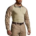 CQR Men's Tactical Combat Shirt, 1/4 Zip Long Sleeve Breathable Military BDU Training Top for Shooting, Hunting, Range Use