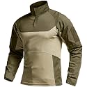 CQR Men's Tactical Combat Shirt, 1/4 Zip Long Sleeve Breathable Military BDU Training Top for Shooting, Hunting, Range Use
